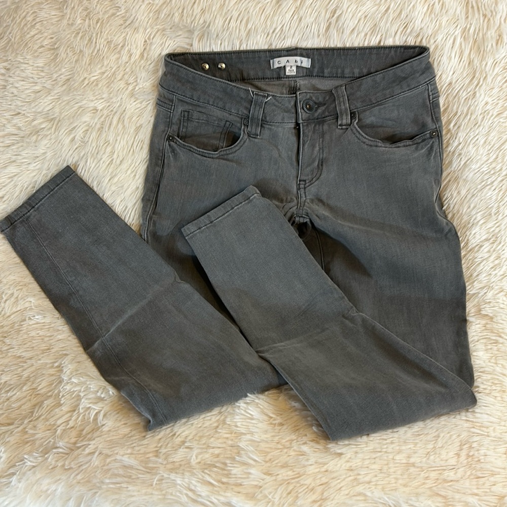 CAbi Sz 2 Stormy Grey Skinny Stretch Jeans Style 921